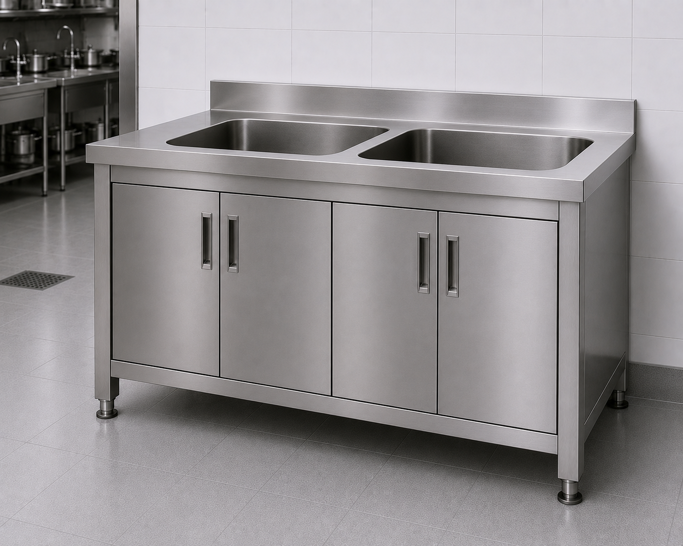 Zweibeckiger Spültisch mit Unterschrank
