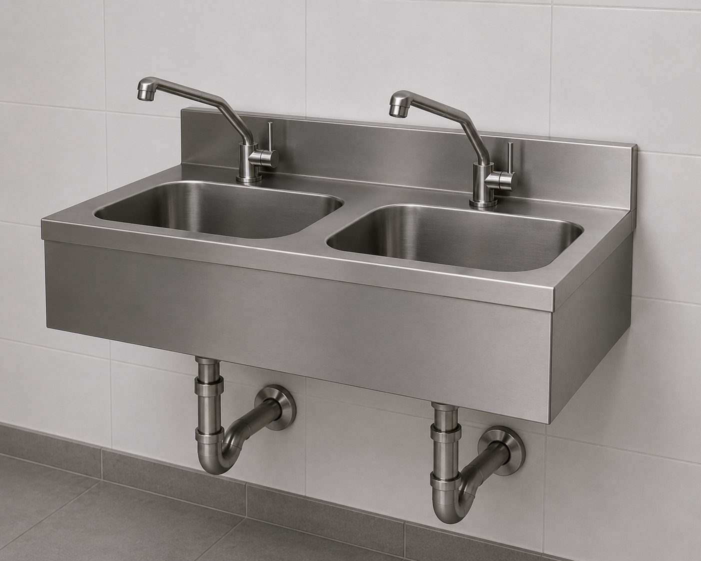 Doppelbecken-Handwaschbecken wandmontiert